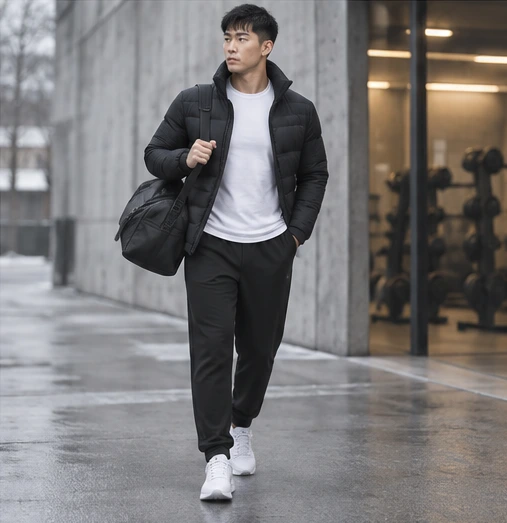 Frame Double-knit Pant in Onyx in use