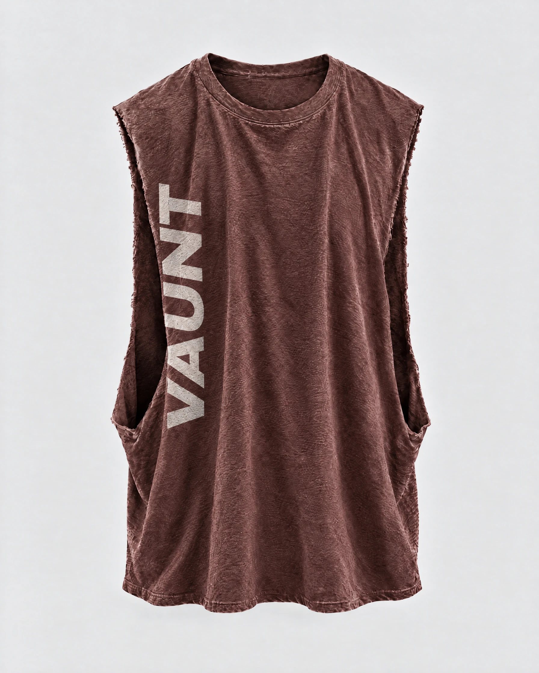 Vertical Cutoff in Oxblood, front garment view