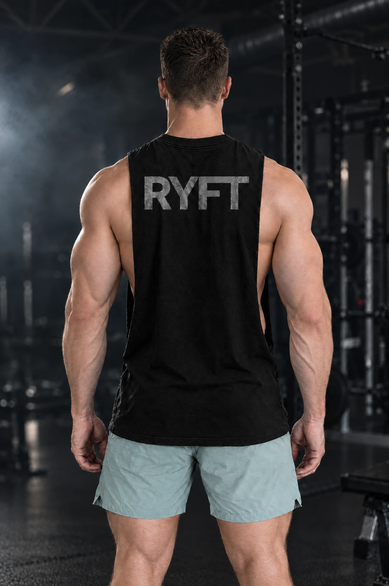 Campus Cutoff in Black, worn by model, back view
